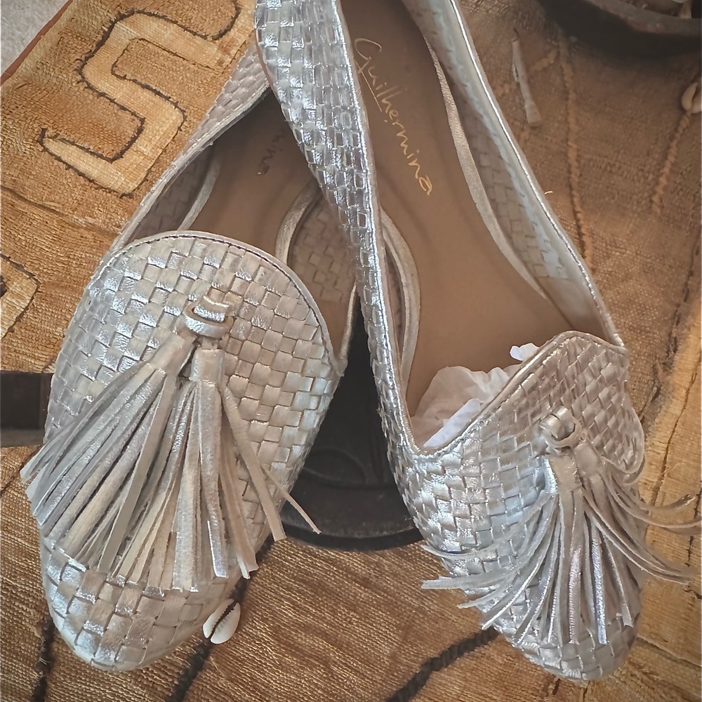 Leather Silver Tassel Loafers/Flats
